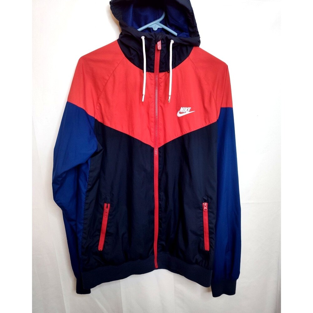 Vintage Nike Hoodie Full Zip Size M Red And Navy Women Medium Pockets Lined - Picture 2 of 8